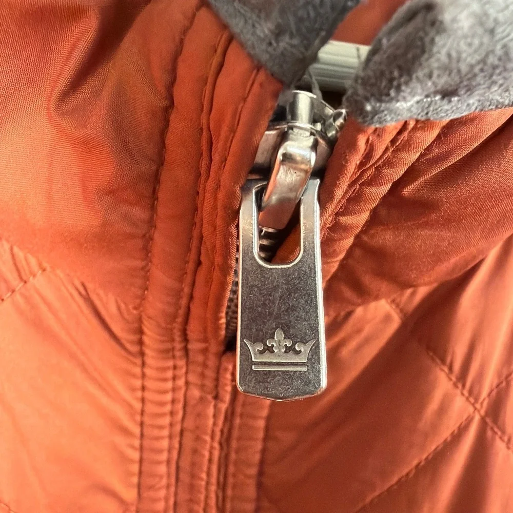 Peter Millar Mens XL Quilted Fleece Lined Jacket Burnt Orange Full Zip Coat